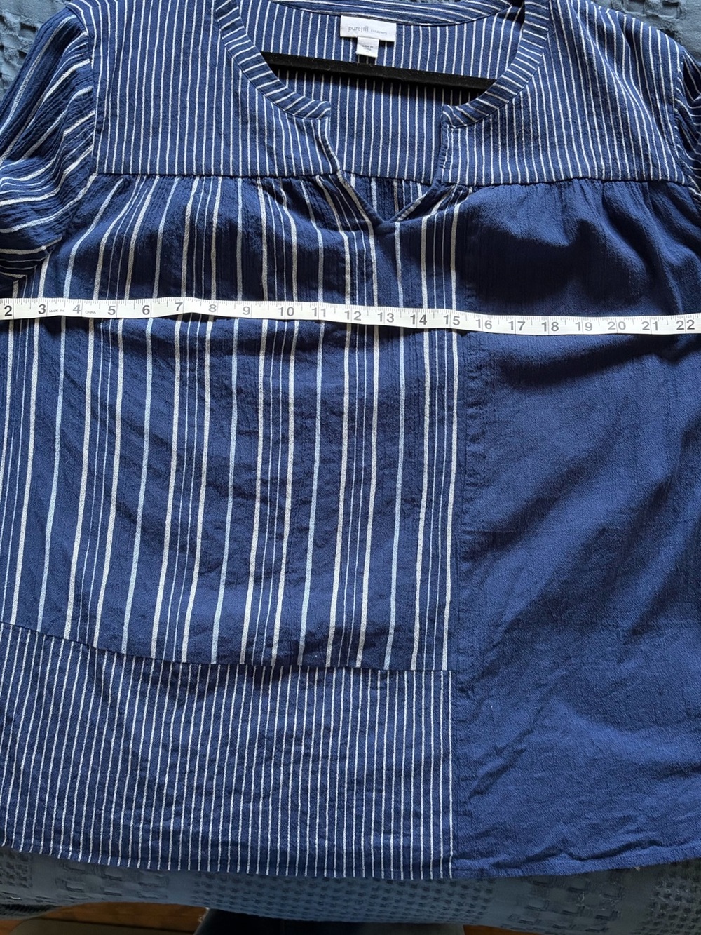 J. Jill Navy and White Striped Patchwork Tunic - Picture 6 of 8